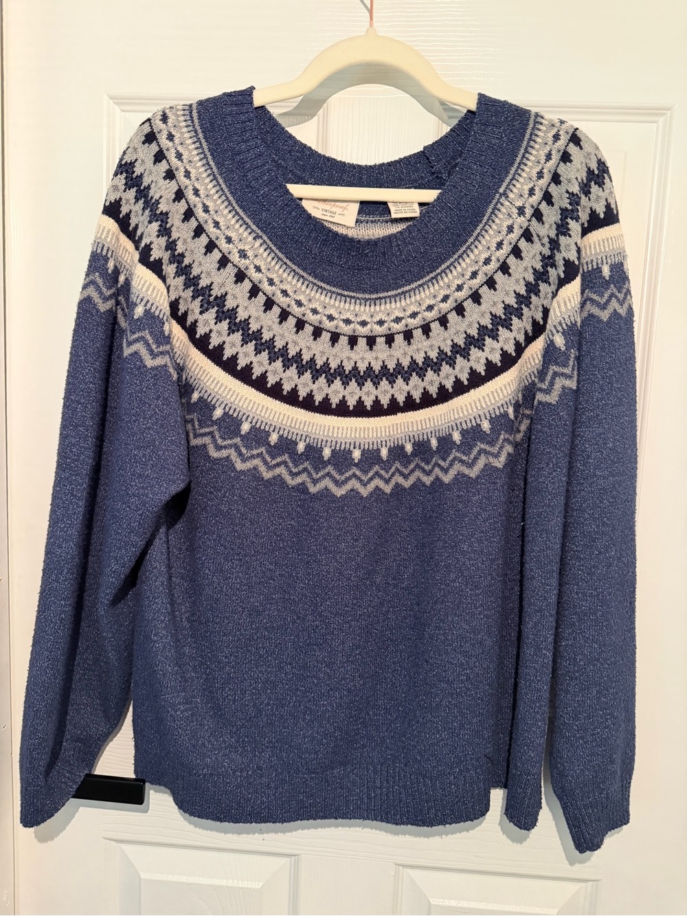 Weatherproof Blue Fair Isle Crewneck Sweater